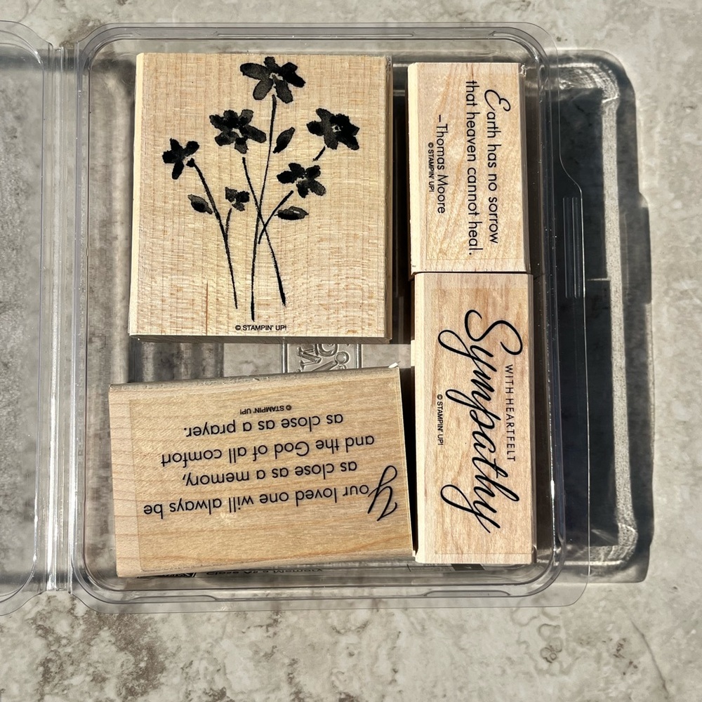 Stampin Up! wooden stamp set Close as a Memory 4pc Sympathy set
